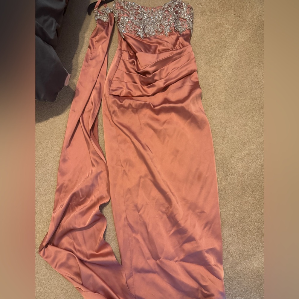 Elegant Rust Satin Gown